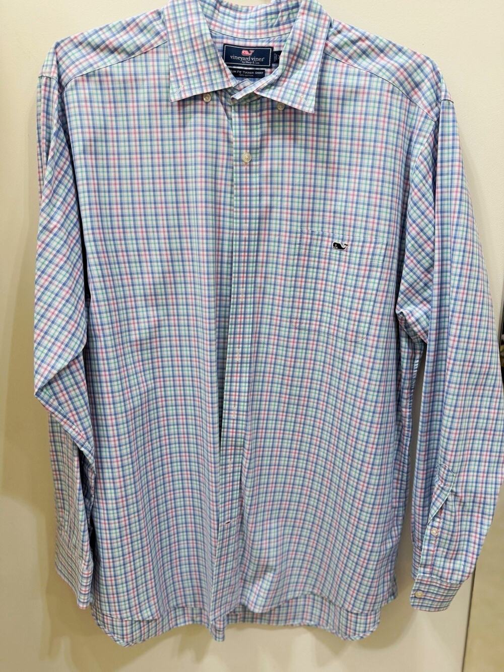 Vineyard Vines Tucker Shirt Slim Fit XL Plaid Long Sleeve Button-Down Collar
